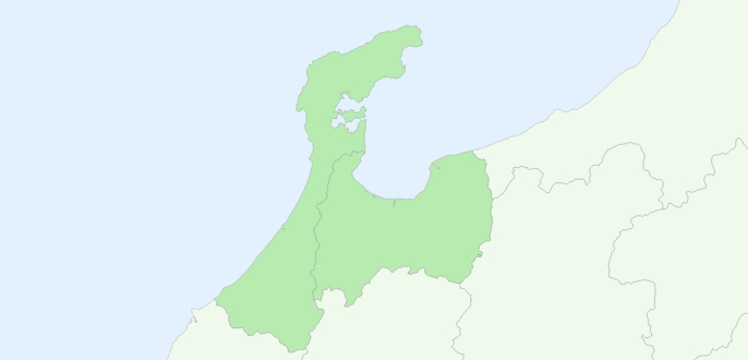 富山県全域、石川県全域