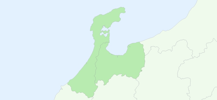 富山県全域、石川県全域